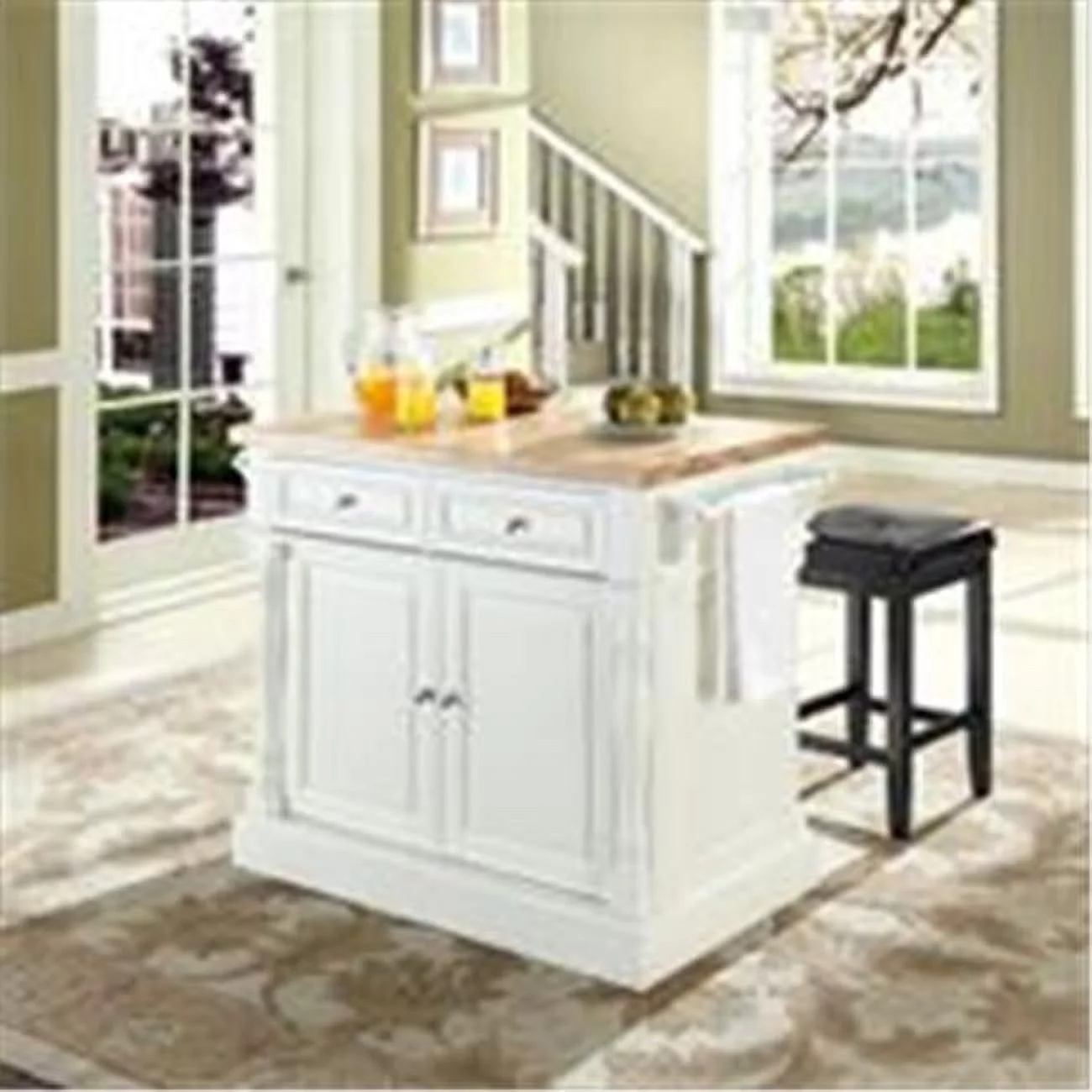 Crosley Furniture Oxford Wood Kitchen Island with Square Stools in White - Curated Treasures Market