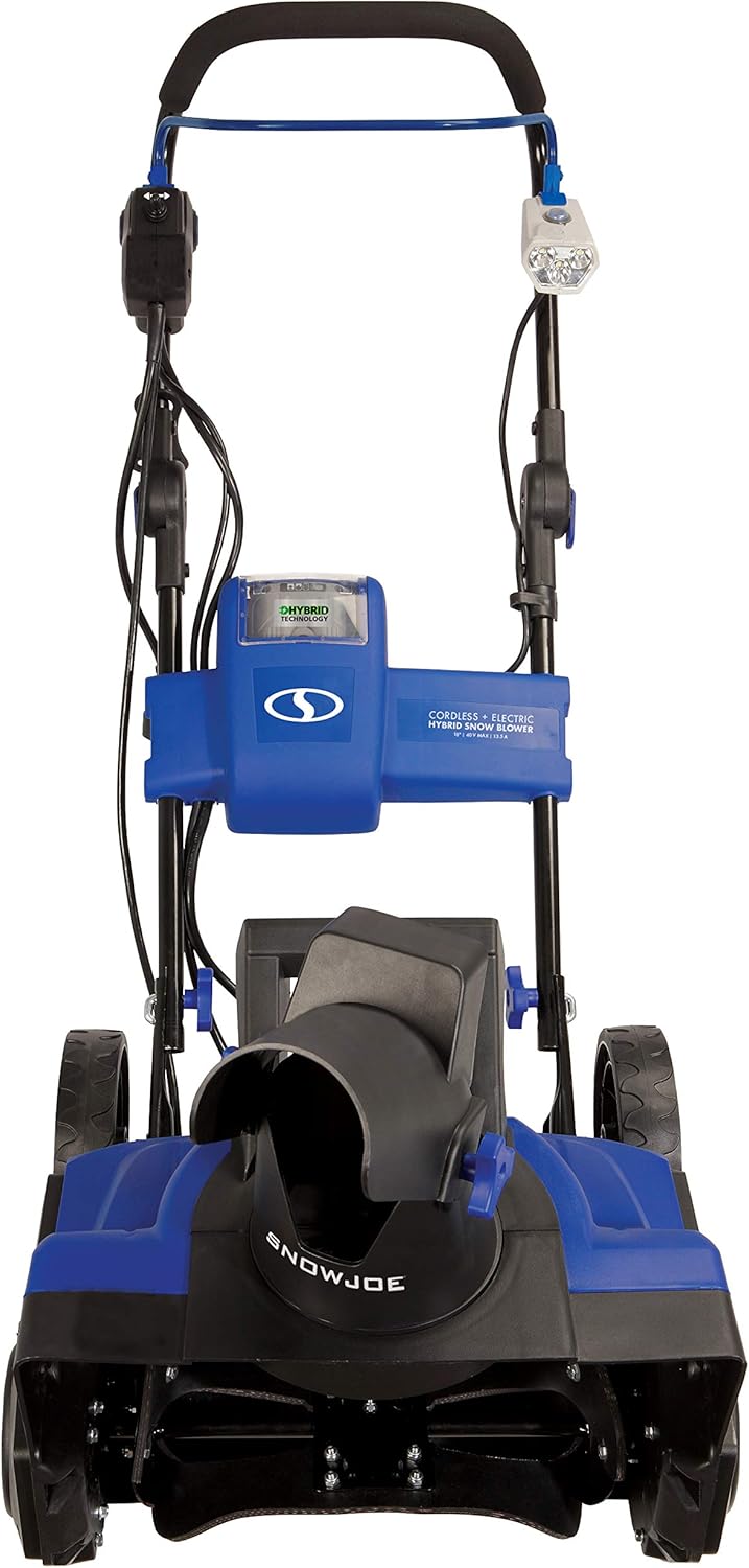 Snow Joe ION18SB-HYB 18-Inch 40 Volt Single Stage Brushless Snow Blower, Kit (Hybrid w/4.0-Ah Battery + Quick Charger)