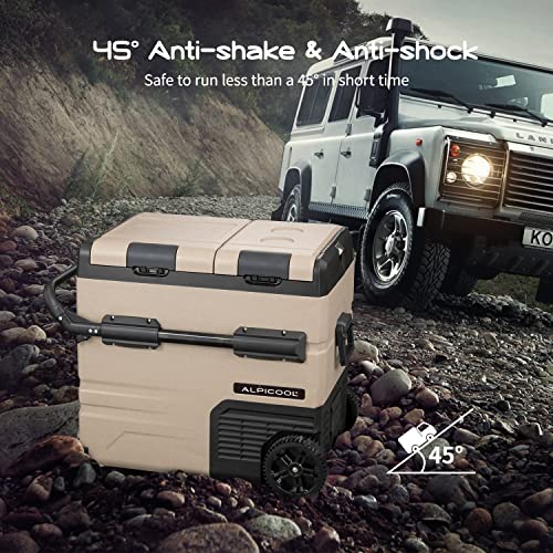 Alpicool TAW45 Portable Freezer, 12 Volt Refrigerator with Wheels, Dual Zone Temperature Control, 47 Quart (45 Liter) 12V Car Fridge Freezer for Travel, Camping, Fishing, Outdoor