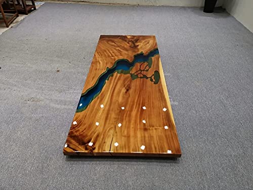 Customized Large Live Edge EPOXY Resin Table Resin Dining Table for 2, 4, 6, 8 River Dining Table Top, Wood Epoxy Coffee Table Top, Living Room Table (16.5" Inches Tall, 36 x 20inches)