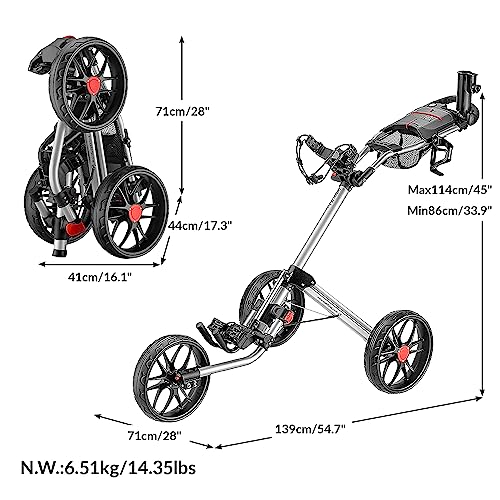 CaddyTek Caddylite 15.3 V2 - Deluxe Quad-Fold Golf Push Cart