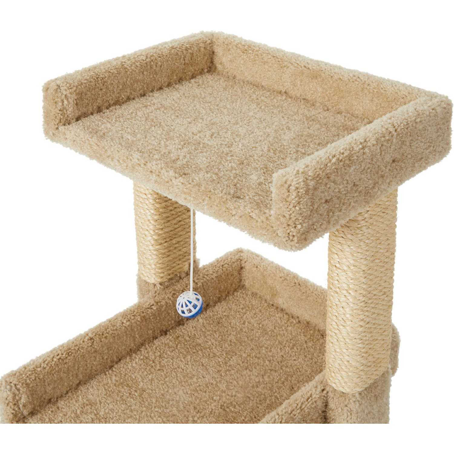 Frisco 32-in Real Carpet Wooden Cat Tree with Toy - Pet Supplies online store