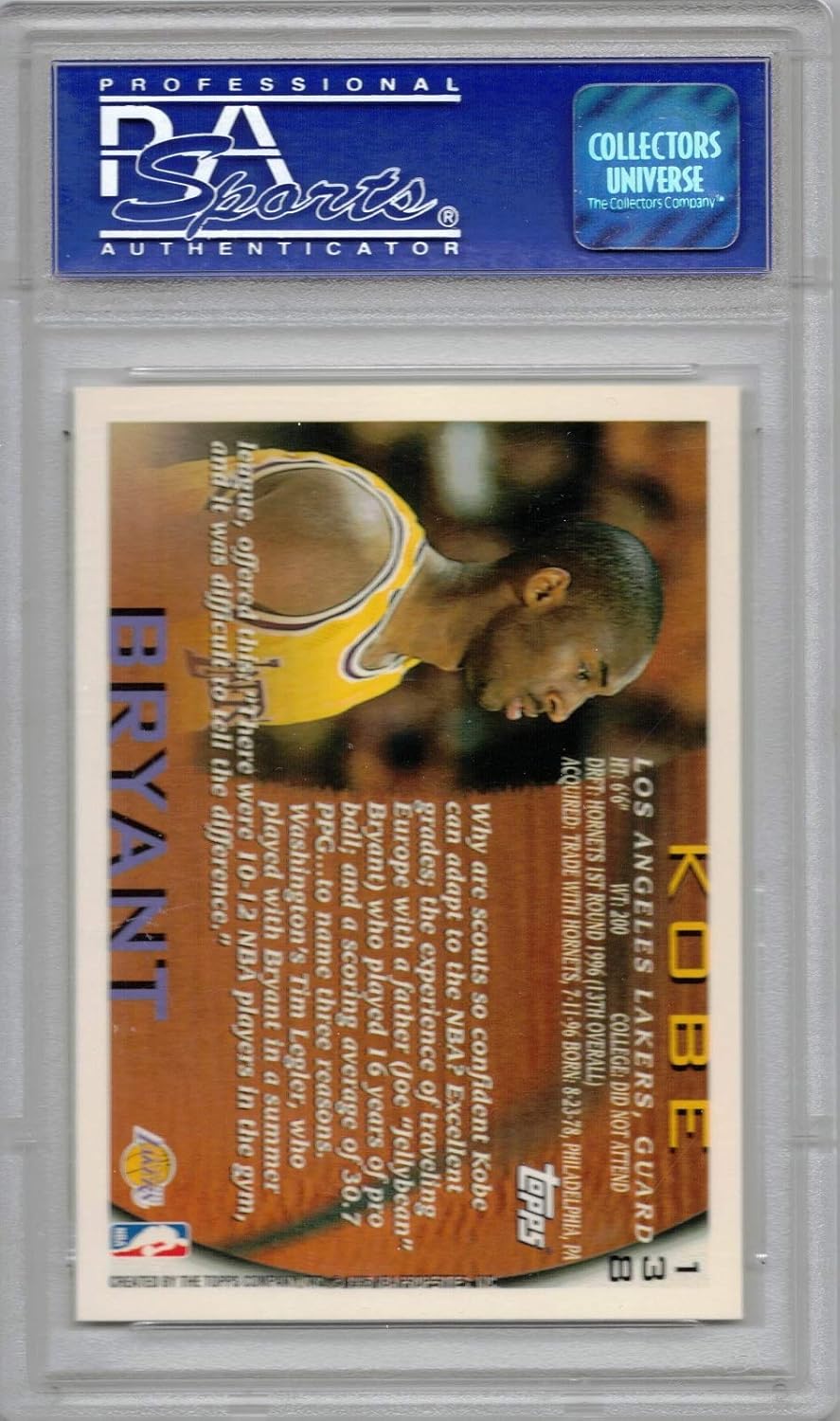 1996-97 Topps Basketball #138 Kobe Bryant Rookie Card RC Graded PSA 8
