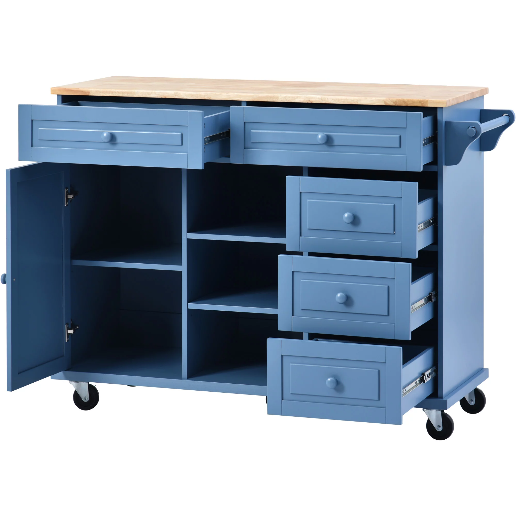 Hombay Mobile Kitchen Island Cart with Doors Drawers, Rolling Sideboard Storage Cabinet Trolley, Towel Holder, Spice Rack with Lockable Wheels