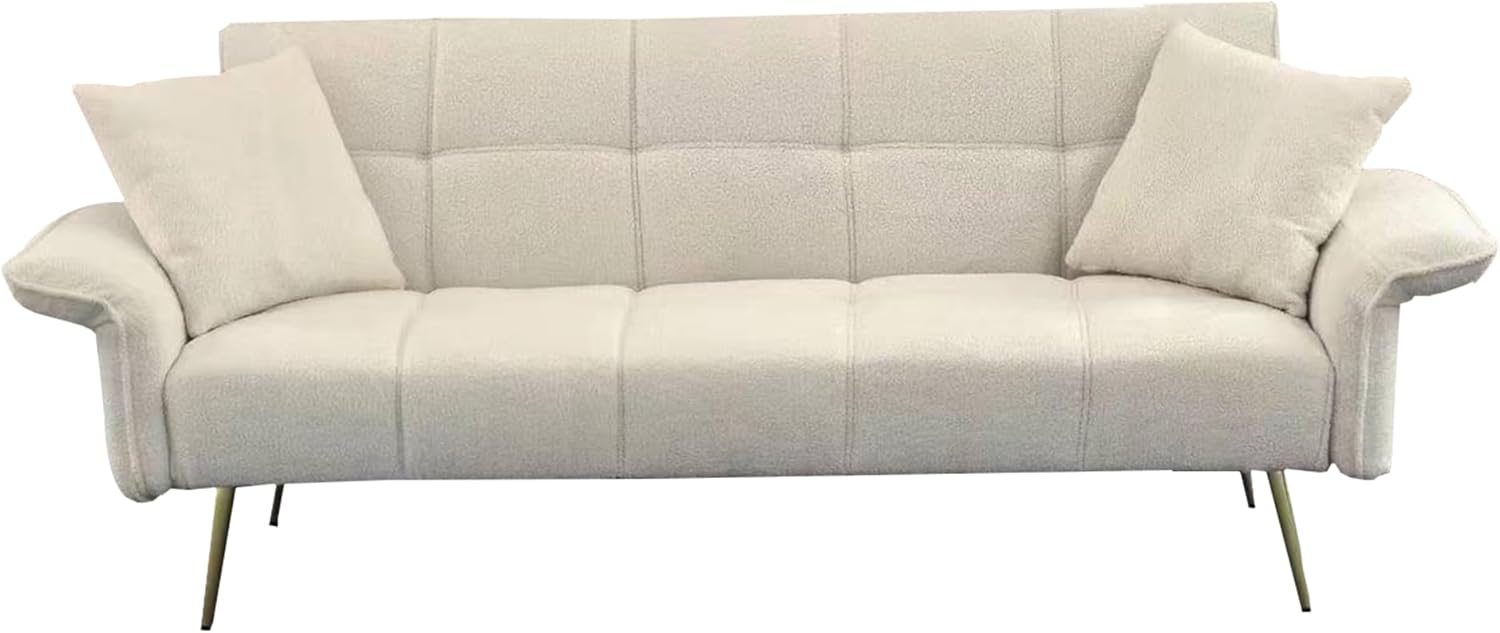 701 futon sofa bed, convertible double sofa bed with folding armrests for living rooms and