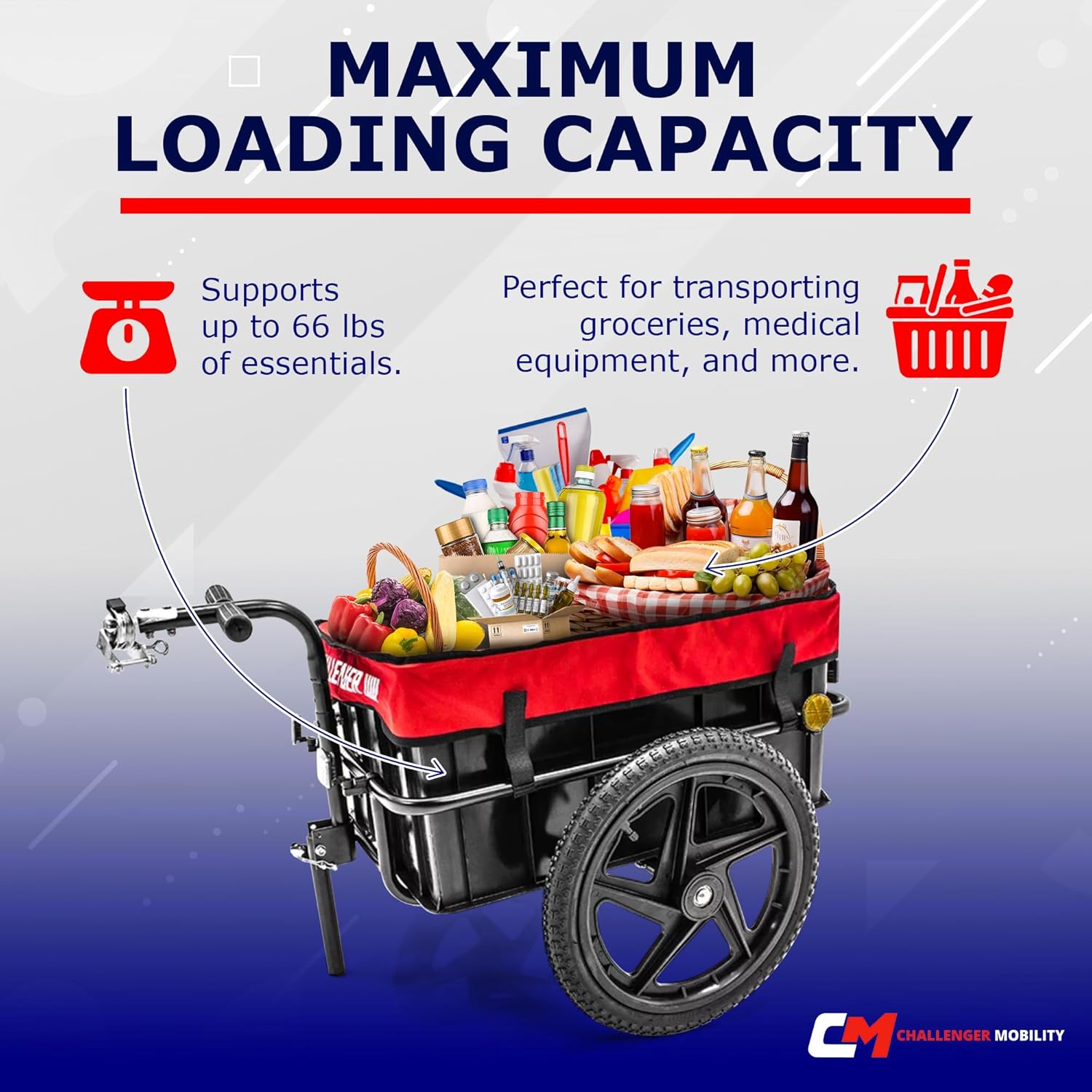 Challenger Scooter Trailer for Pride Mobility Scooters Heavy Duty - Large Tires J2800