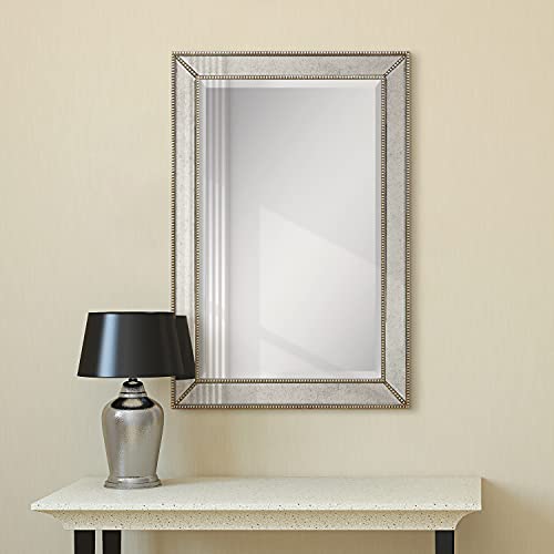 Empire Art Direct Solid Wood Frame Wall, 1"-Beveled Center Antique Mirror for Bathroom, Bedroom, Living Room, Ready to Hang, 24" x 54", Champagne