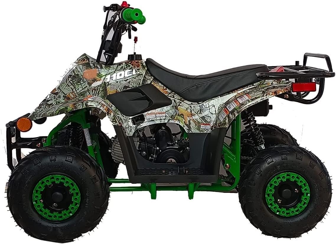 Upgraded 110cc Fully Automatic Gas ATV Youth Strong 4 wheeler for kids Children youth (New Tree Camo color) (Factory Packaged)