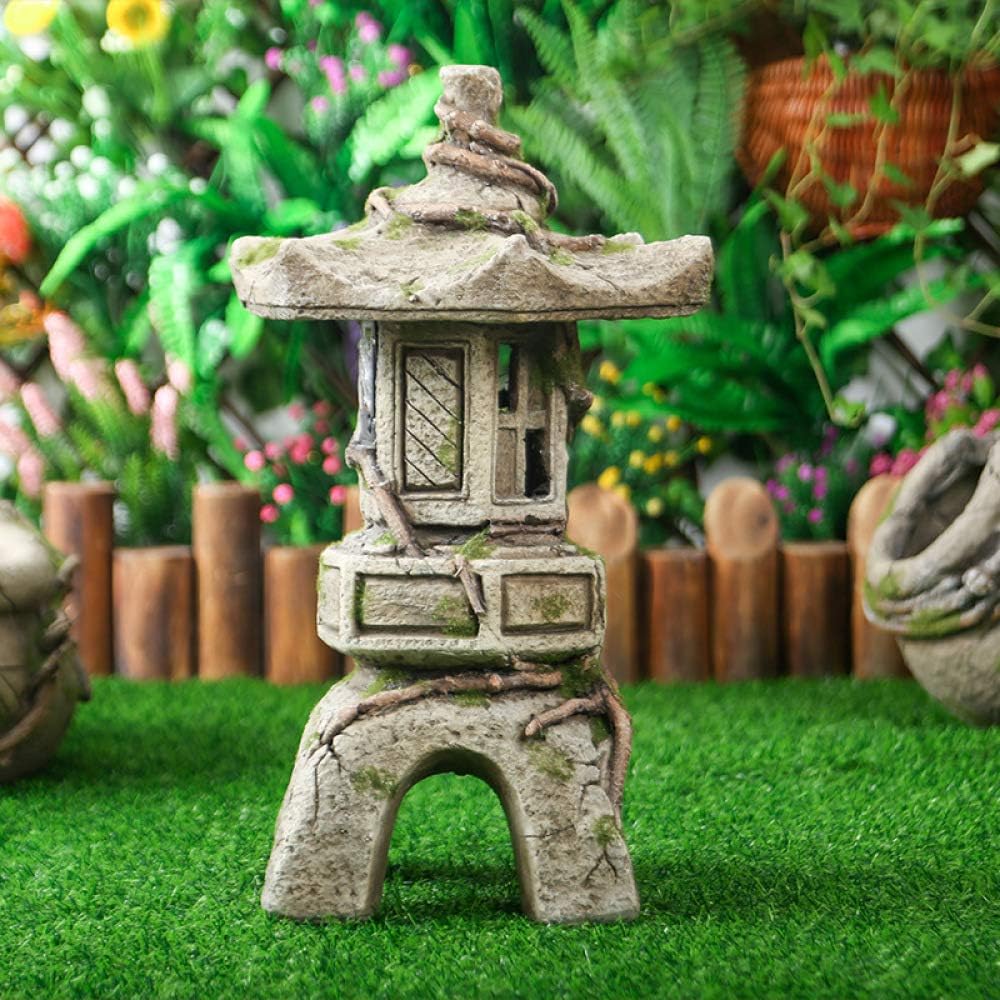 Garden Solar Ornament Japanese Pagoda, Outdoor Decor Sculpture Lantern Decor Buddha