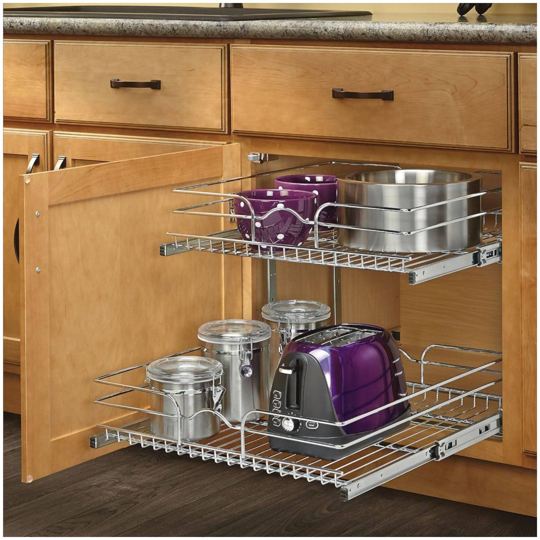 Rev-A-Shelf 21-Inch Pullout 2 Tier Wire Basket Cookware Cabinet Organizer