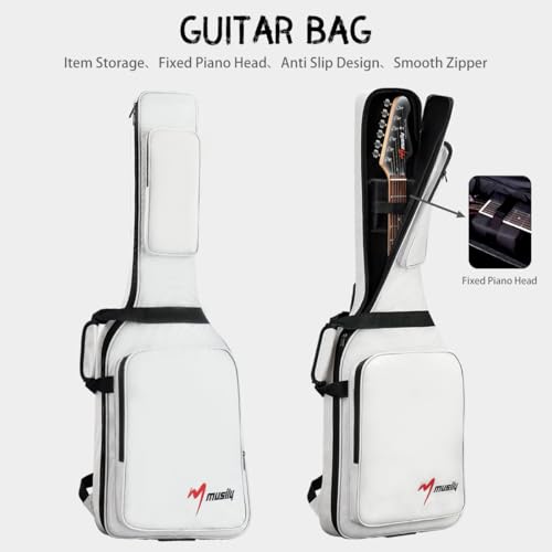 MLP-1 39 Inch Electric Guitar Kit, Beginner LP Full Size Solid Body Electric Guitar With HH Pickups, Gig Bag, Amplifier, Strap, Cable, Picks, String (White)