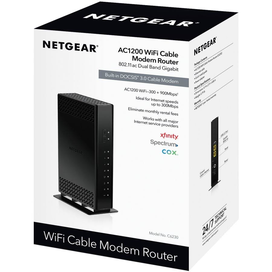 Netgear Modem Router, WiFi Cable, AC1200
