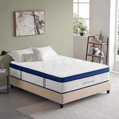 14 Inch Hybrid Queen Mattress, Gel Memory Foam, Lyocell Fabric Cover, Individual Pocket Springs, Medium Firm, Back Pain Relief, CertiPUR-US, 120 Nights Trial