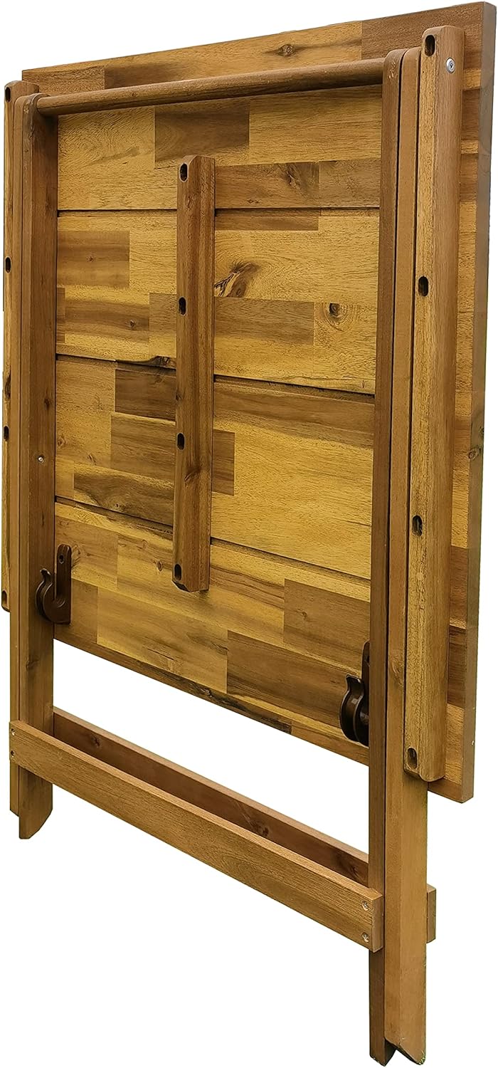 Interbuild Sydney Wood Folding Indoor Outdoor Small Table, Balcony|Backyard|Garden|Patio Table 29.5" x 29.5" x 28.7", Golden Teak