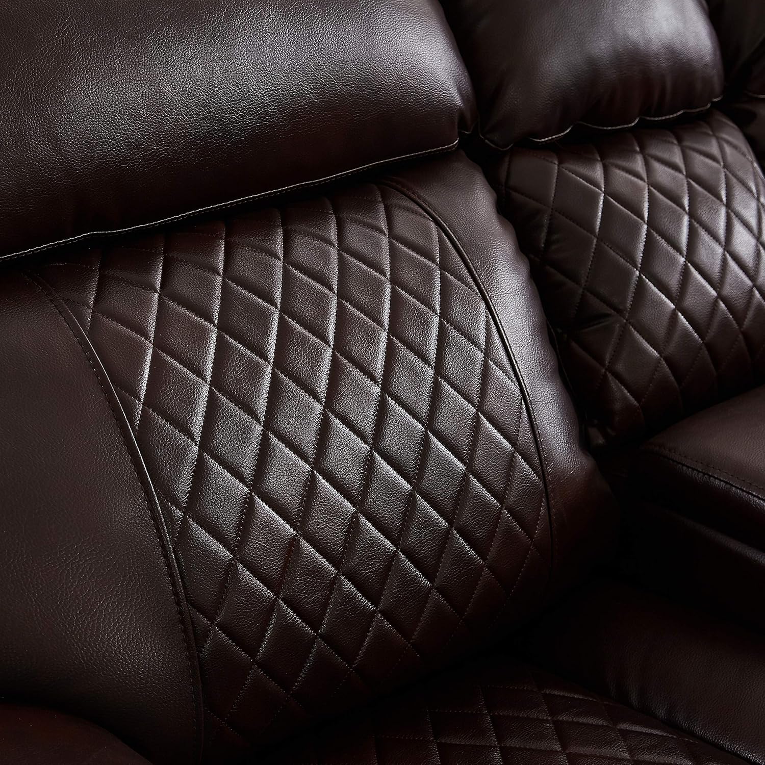 Living Room Manual Motion Upholstered Sectional, L Shape PU Leather Corner Reclining 4 Cup Holders and Storage Boxs for Villa Home Apartment Furniture, Brown Havery Duty Sofa & Couch