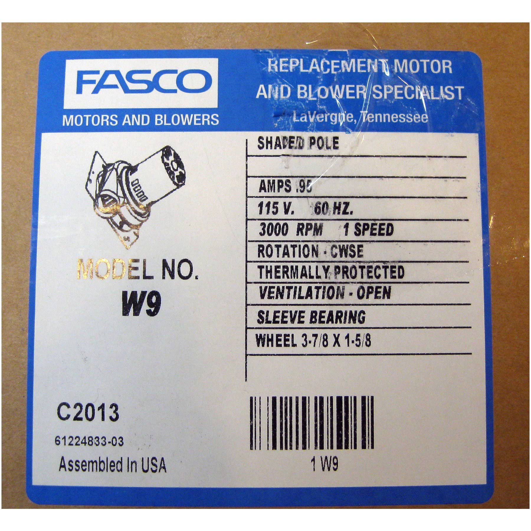 Fasco W9 Water Heater Draft Inducer,3000 RPM