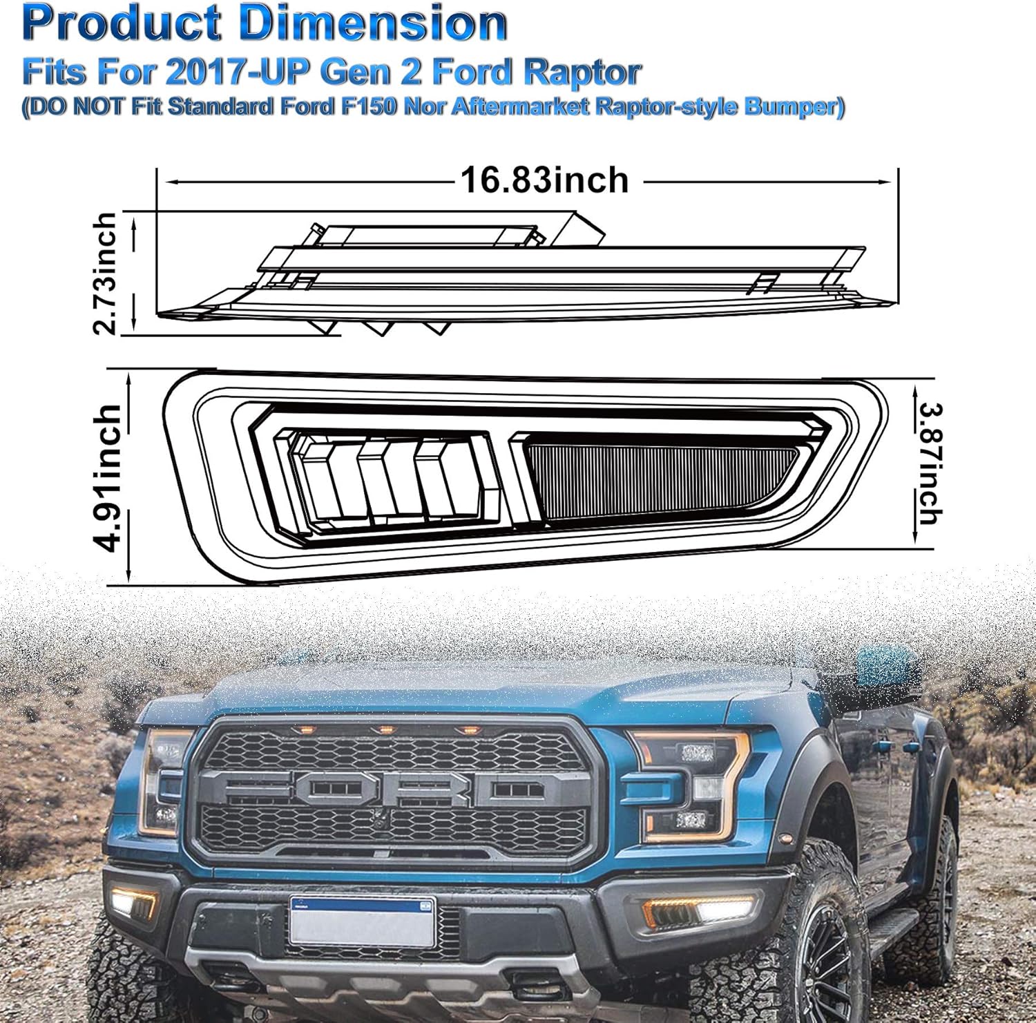 Ford Raptor Fog Lights, CJOVSE Amber Sequential Turn Signal White DR LED Bumper Fog Lights Compatible Smoke Housing with Gen 2 Ford Raptor 2017 2018 2019 2020