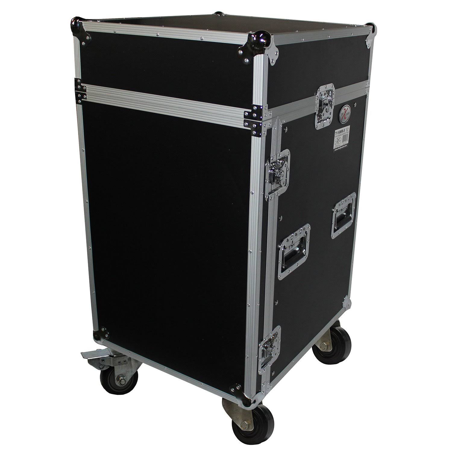 Prox 16U Rack x 10U Top Mixer DJ Combo Flight Case w/Laptop Shelf
