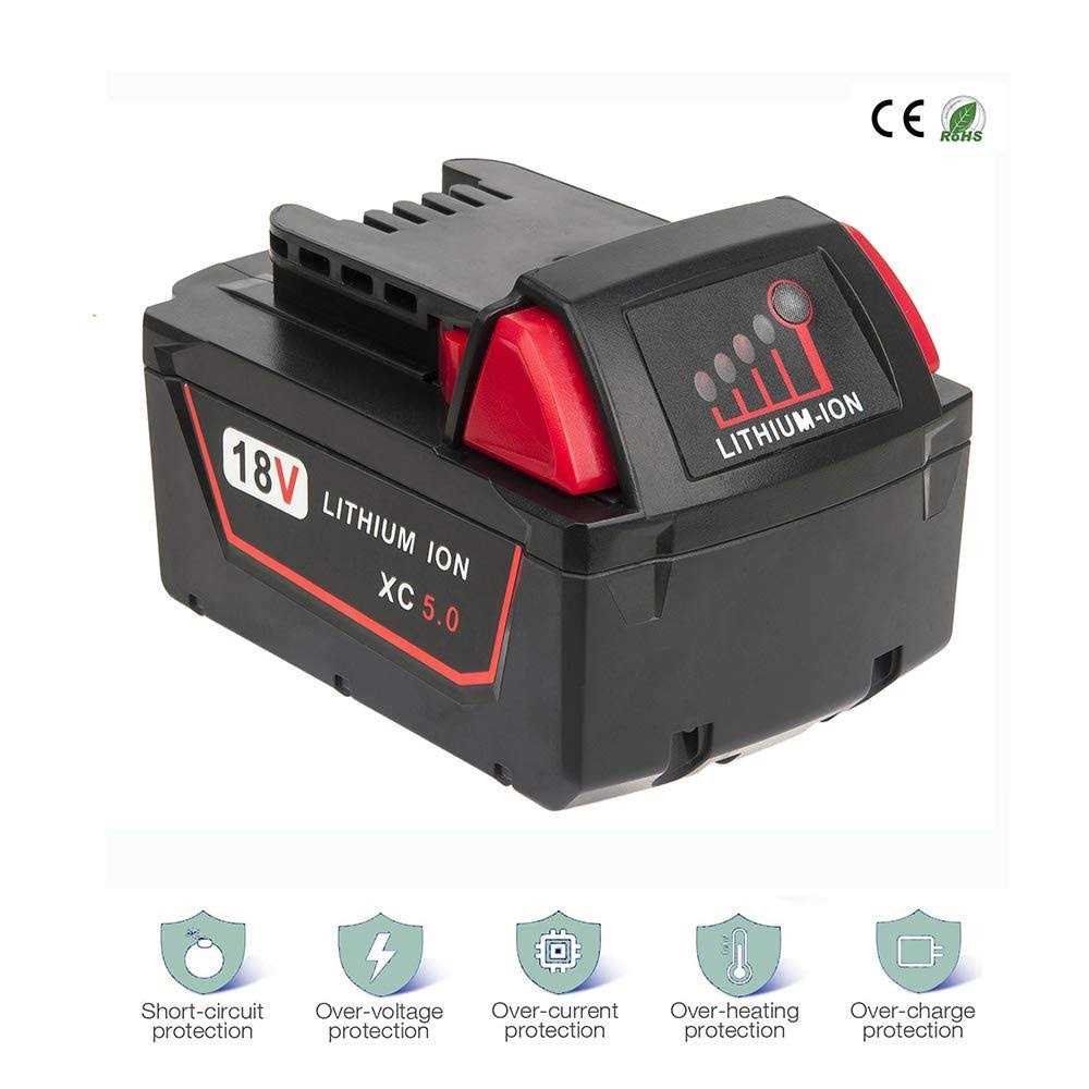 Volt1799 2Packs 5.0Ah 18V Lithium Battery and Charger for Milwaukee M18 Battery - Shop Hardware Tools Online Store