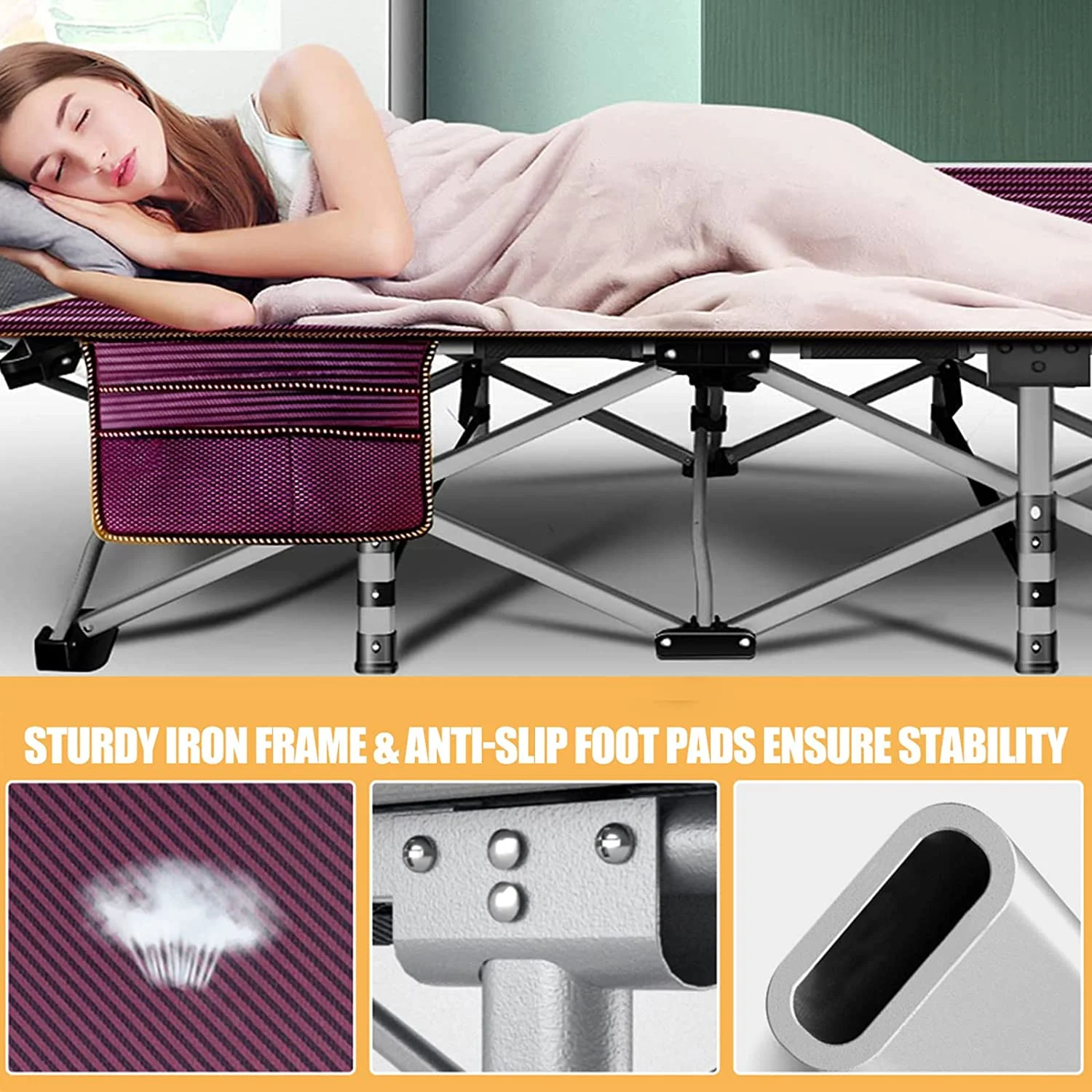 NAIZEA Folding Bed for Adult, Portable Camping Bed, Folding Sleeping Bed,camping cot with Mattress and Carrying Bag
