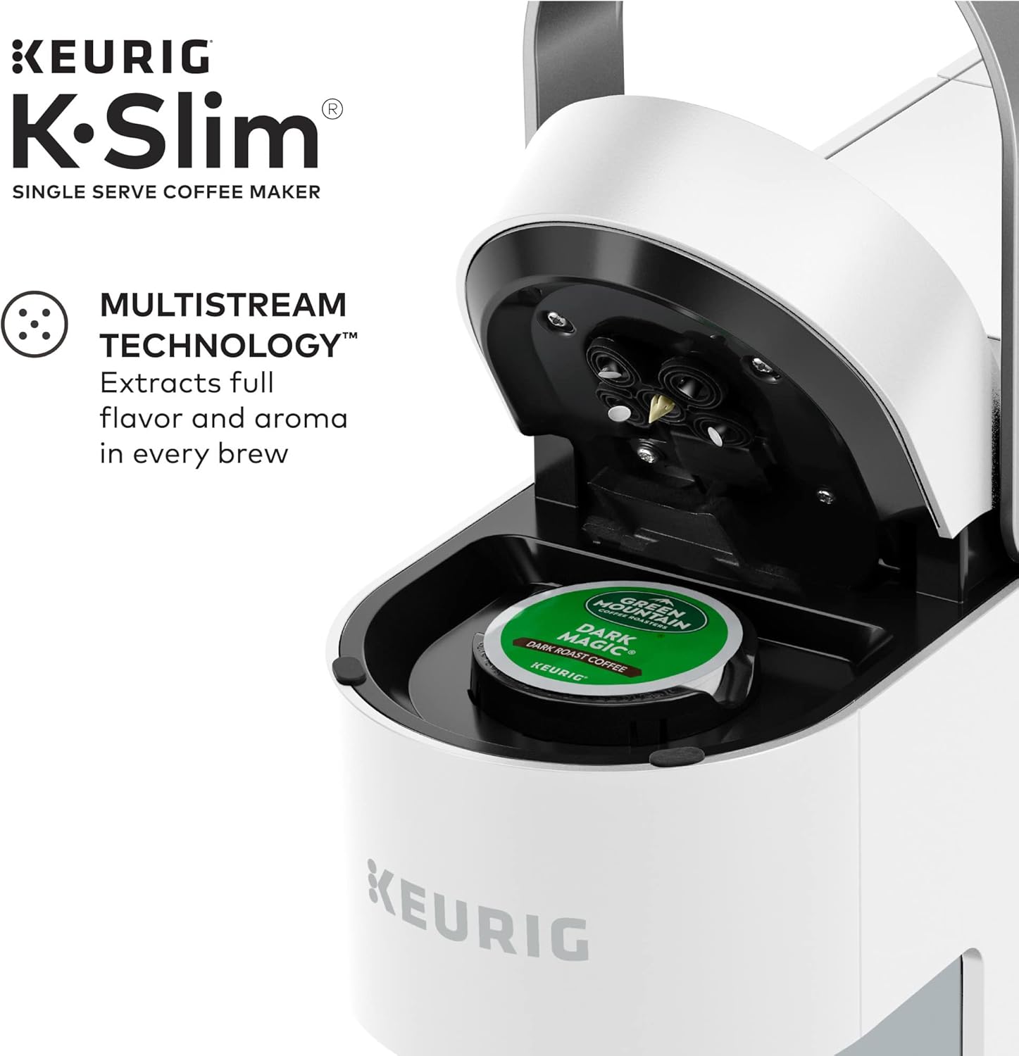 Keurig K- Slim Single Serve K-Cup Pod Coffee Maker, Multistream Technology, White & K-Mini Single Serve Coffee Maker, Black