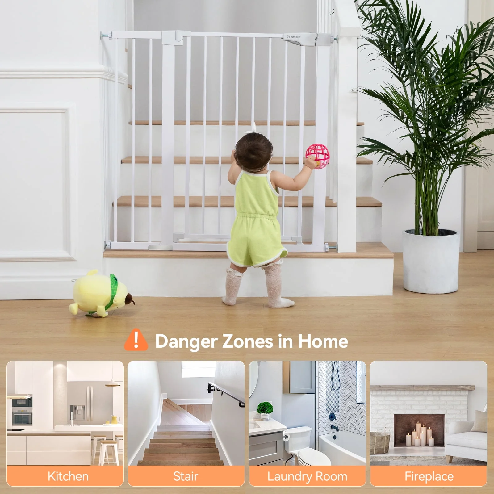 Baby Gate, 36'' Extra Tall 29.5-48.8'' Wide Toddler Gates for Doorway Stairs