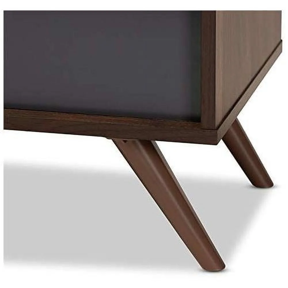 Wood 60" TV Stand Console Entertainment Center In Gray And Walnut