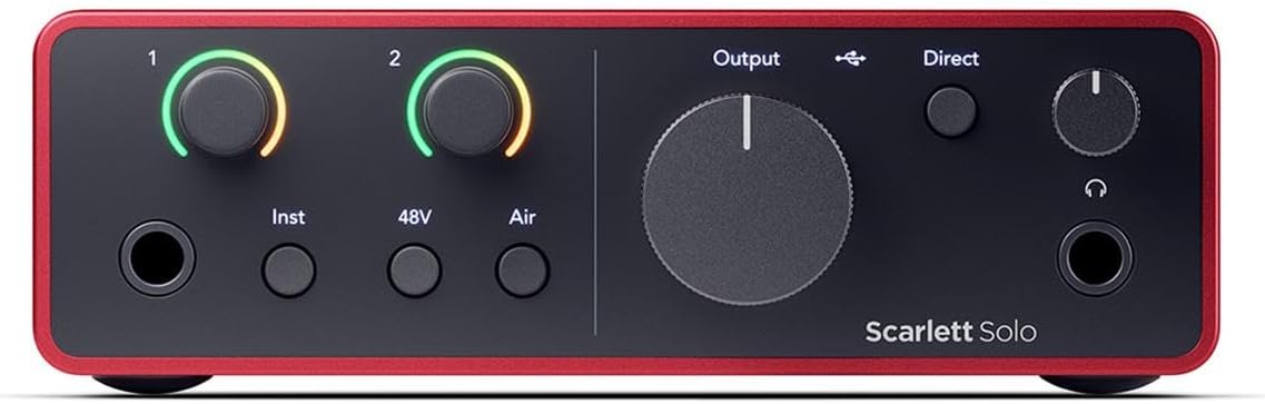Focusrite Scarlett Solo 4th Gen USB Interface with Software Suite, Bundle with H&A 10' XLR Microphone Cable