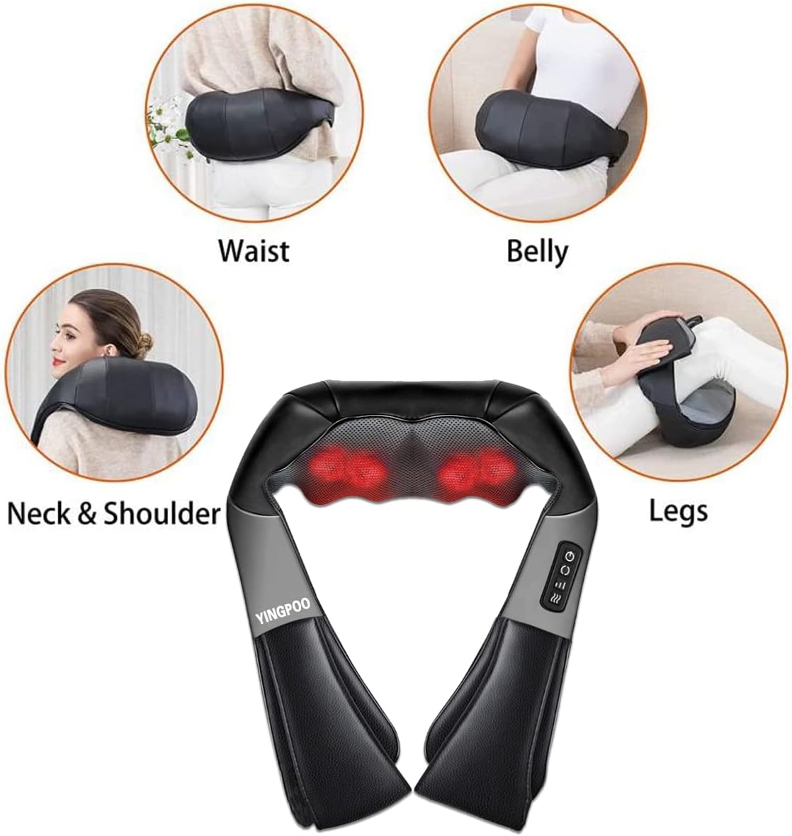 Shiatsu Neck and Back Massager with Soothing Heat, Deep Tissue 3D Kneading Pillow, Electric Shiatsu Back Neck and Shoulder Massage, Shoulders, Foot, Legs