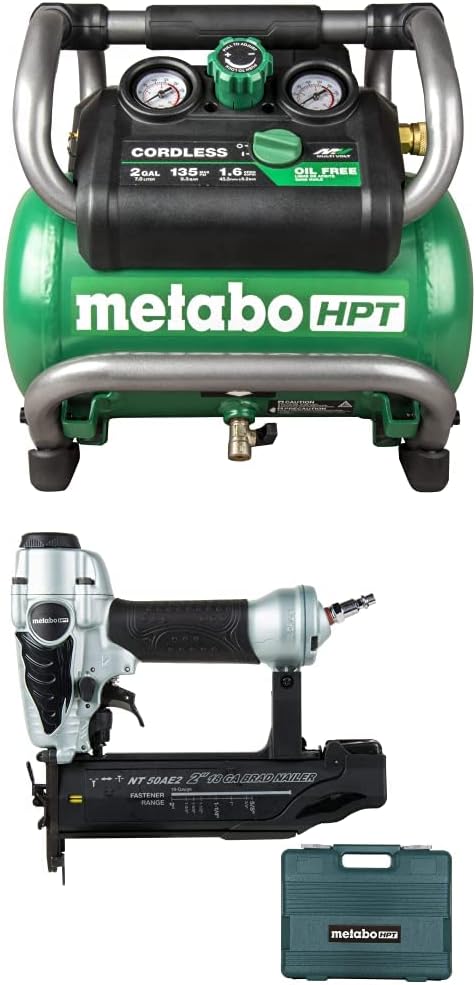 Metabo HPT 36V MultiVolt Cordless Air Compressor | Tool Only, No Battery | Brushless Motor | 135 Max PSI | 2-Gallon Capacity | 27.3 Lbs. | Optional AC Adapter | EC36DAQ4