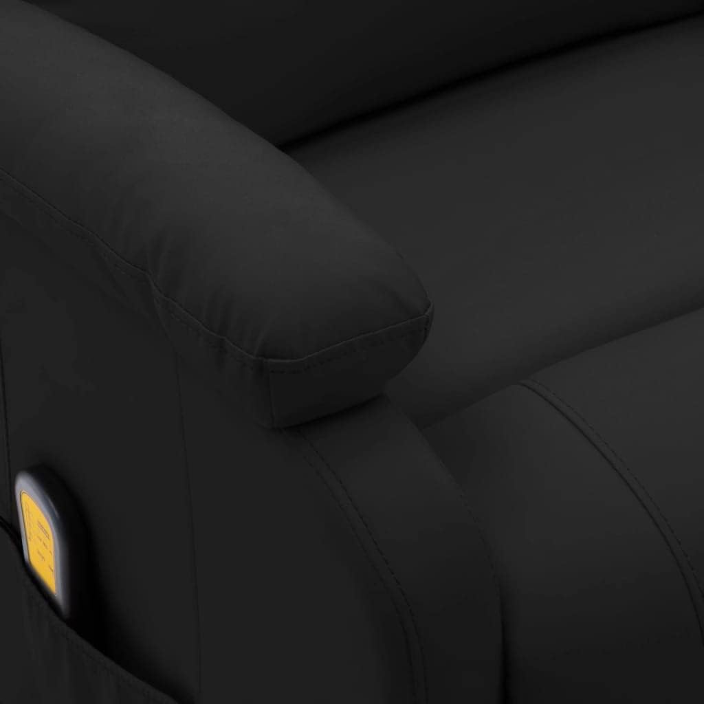 Massage Recliner Chair with Footrest | Adjustable Recliner Sofa for Elderly Adults | Artificial Leather Reclining Sofa Seating with USB Port for Living Room Home Theater | Black Faux Leather