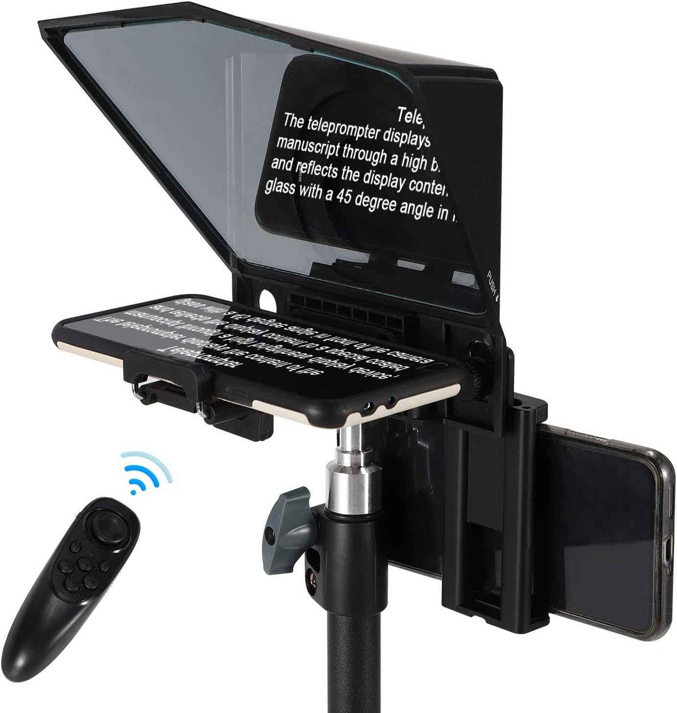 Spolehli Teleprompter TMP Adjustable Teleprompter 3.94''/7.87'' with HD Glass & Remote No Assembly Required (Kit 1:T2 teleprompter (for Phone&Camera))