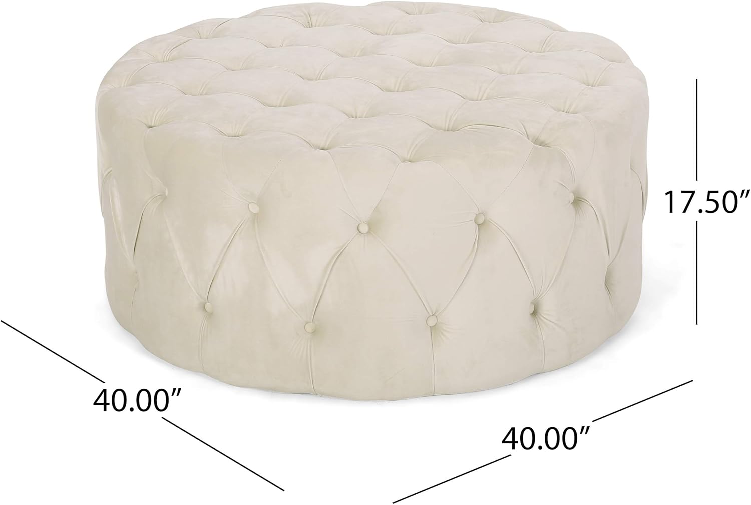 Christopher Knight Home Sabina Round Tufted Velvet Ottoman, Beige