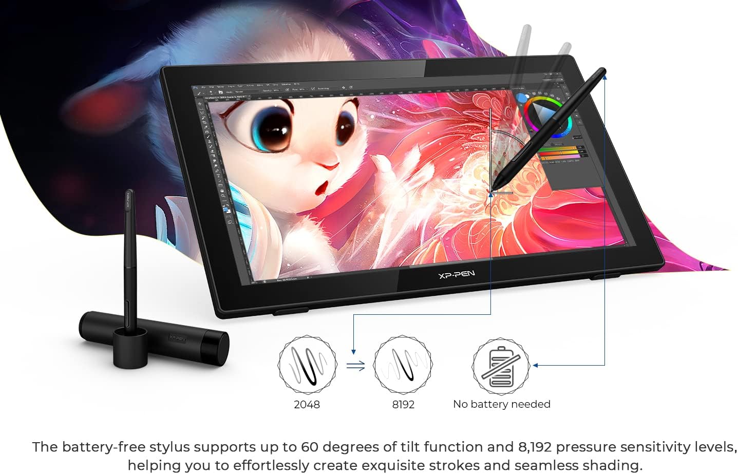 XP-PEN Drawing Tablet with Screen 21.5" Drawing Monitor Digital Graphics Tablet with Tilt Function and Red Dial (8192 Levels Pen Pressure, 122% sRGB) Artist 22 2nd