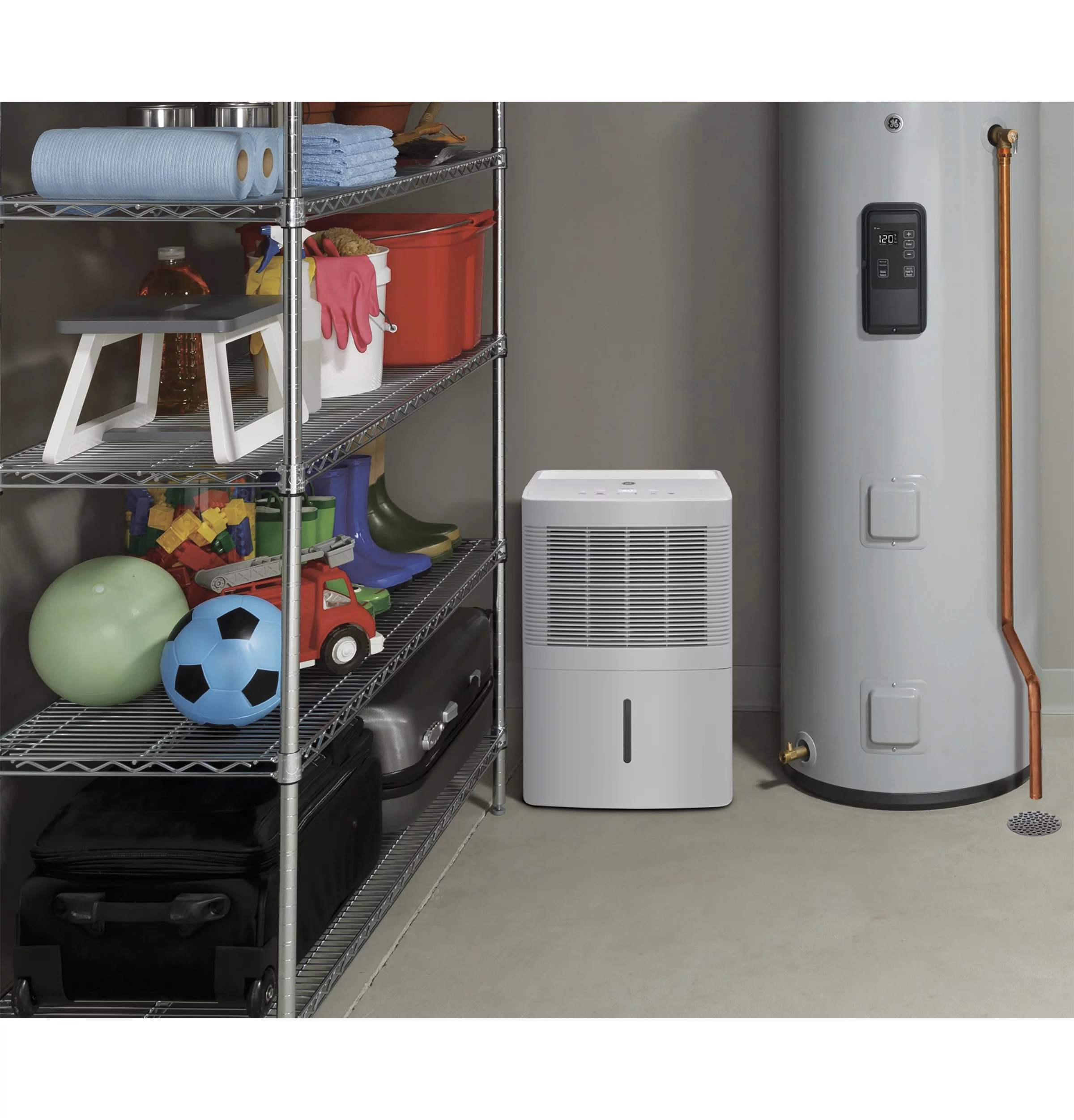 GE® 20 Pt Portable Dehumidifier for Damp Spaces, White, ADEW20LY