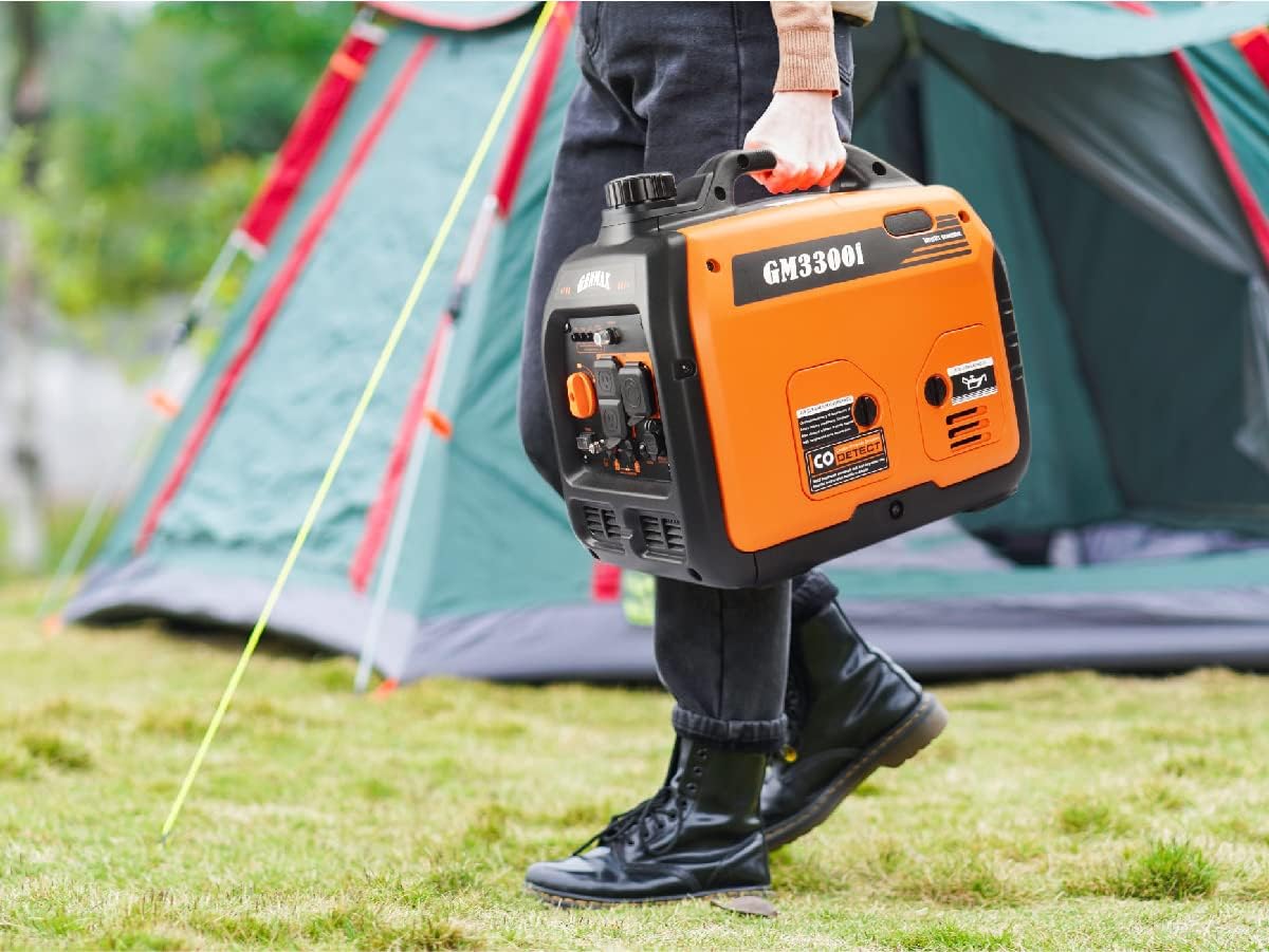 GENMAX Quiet Power Series Inverter Generator，Gas Powered, EPA Compliant, Eco-Mode Feature, Ultra Lightweight for Backup Home Use & Camping (GM5500i)