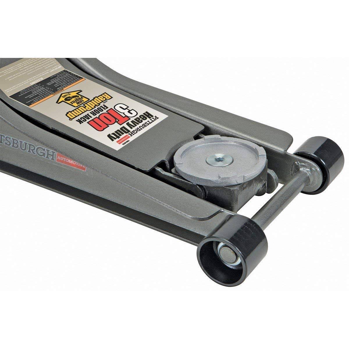 Pittsburgh Automotive 3 Ton Heavy Duty Ultra Low Profile Steel Floor Jack with Rapid Pump Quick Lift
