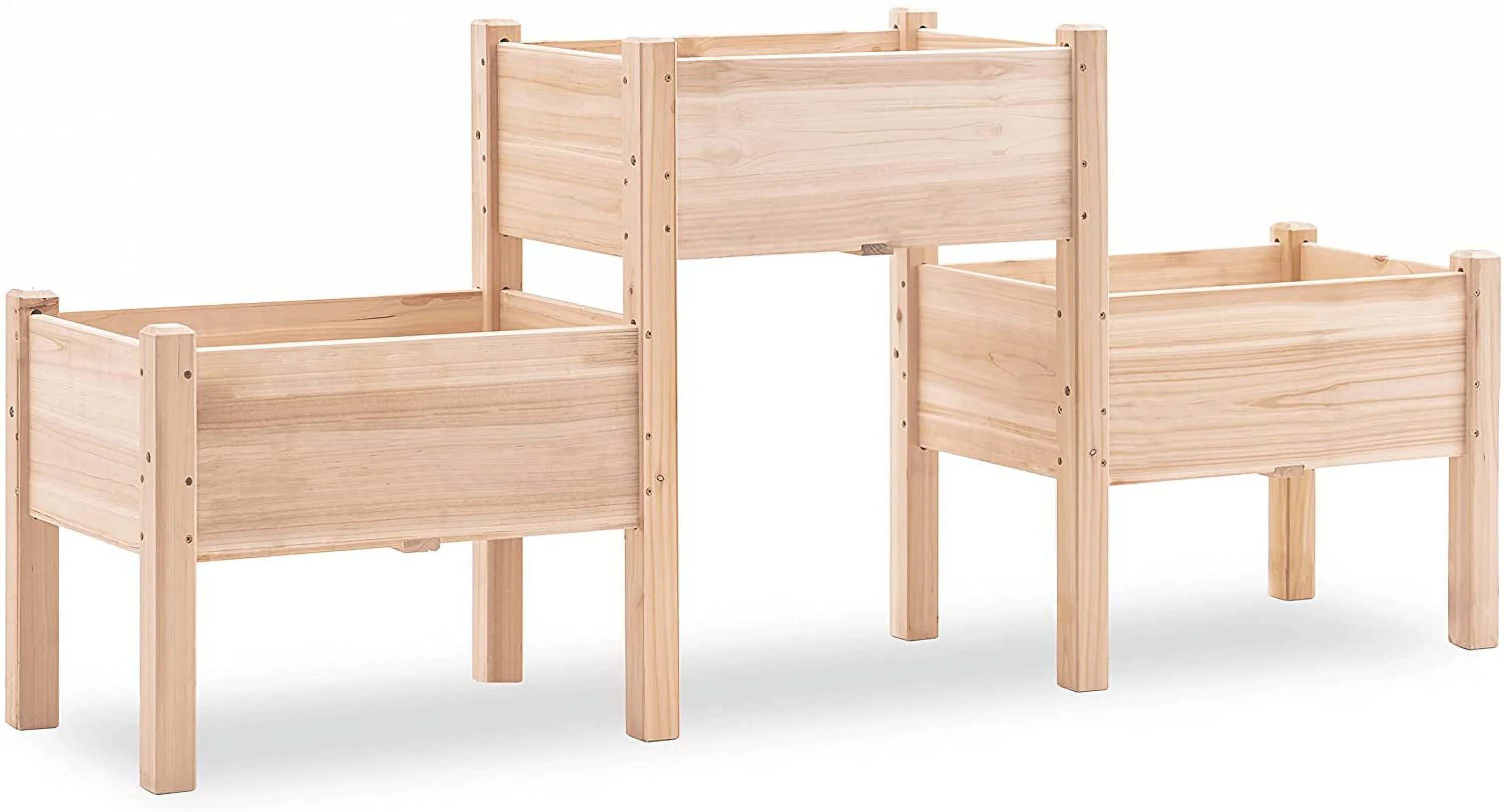 Garden Bed, 3 Tier Outdoor Wood Elevated Planter Box Kit, Raised Garden Boxes for Vegetables, Herb and Flowers, 72" x 17.7" x 31.5", 0908 (Natural) - Curated Treasures Market