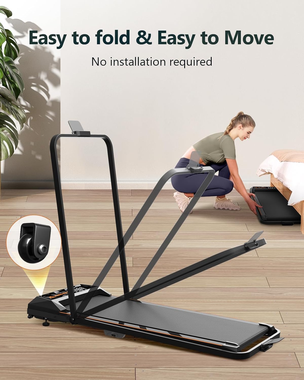 Walking Pad Treadmill with Incline, Under Desk Treadmill for Home Office, 4 in 1 Portable Folding Treadmills, 265lbs Capacity 2.5HP Low-Noise Walking Pad for Walking Jogging Running