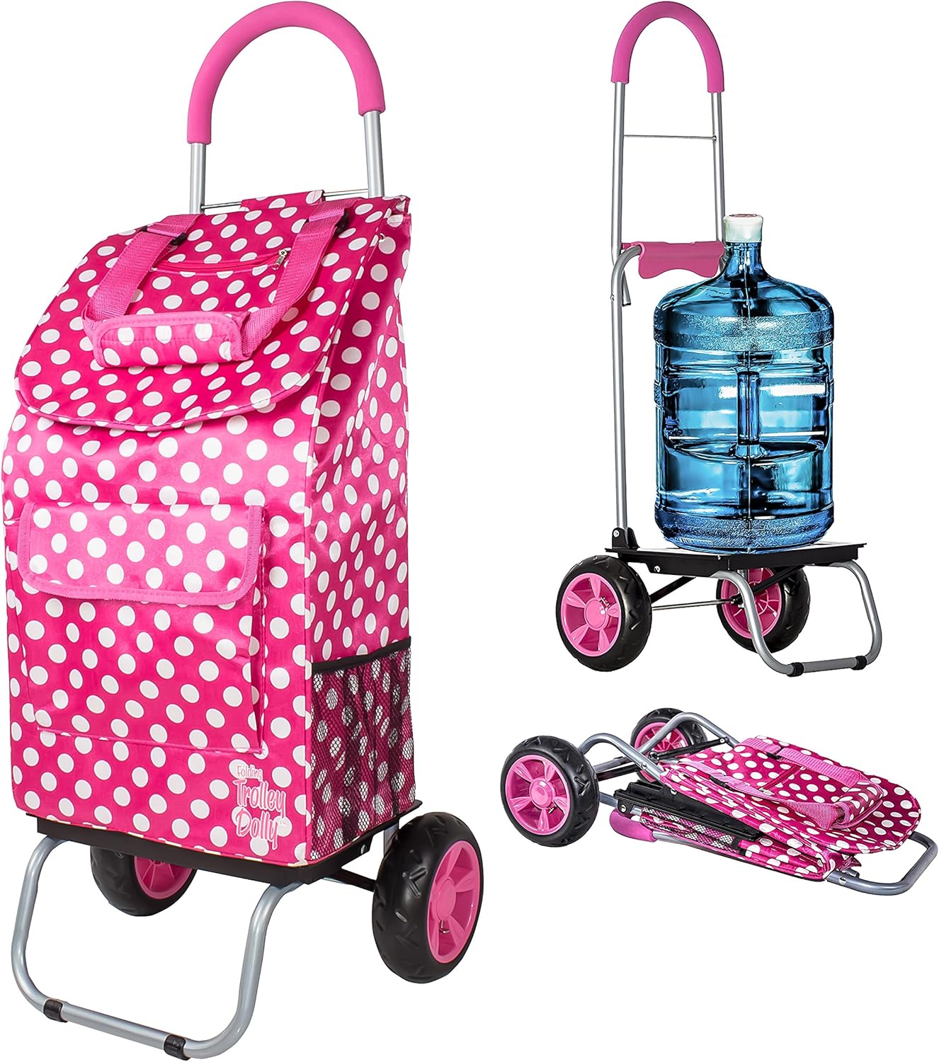 dbest products Trolley Dolly Purple Foldable Shopping cart for Groceries with Wheels and Removable Bag and Rolling Personal Handtruck Standard