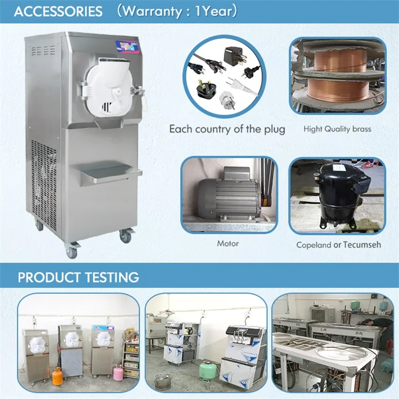 Kolice ETL Commercial Hard Ice Cream Machine, Batch Freezer,Italian Ice Water Machine-30-40L/H