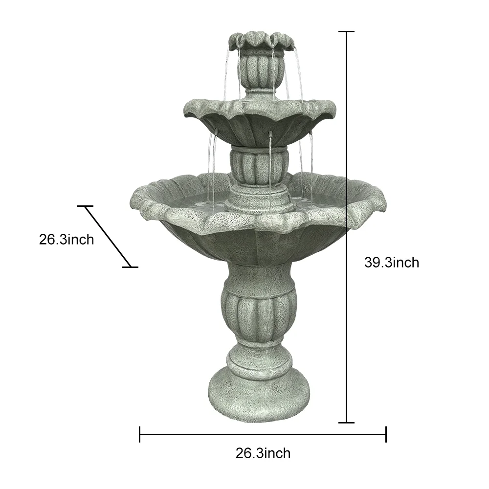 Willwolfer 35'' H 3-Tier Outdoor Water Fountain - With Submersible Electric Pump- Garden Cascading Waterfall for Yard Patio Lawn Home Decor