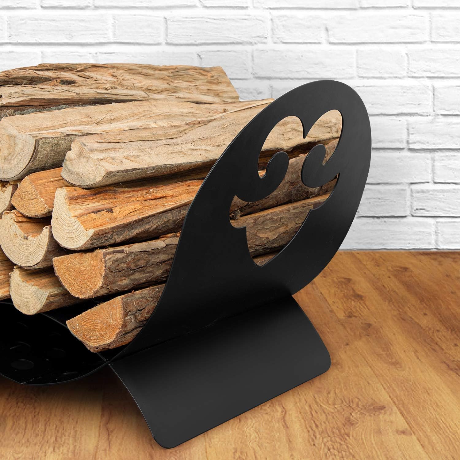 Amagabeli Firewood Rack Indoor Carrier Metal Fireplace Log Holder Basket Outdoor Wrought Iron Fireset Wood Holders Stove Stacking Rack Storage Container Metal Kindling Hearth Large Accessories Black