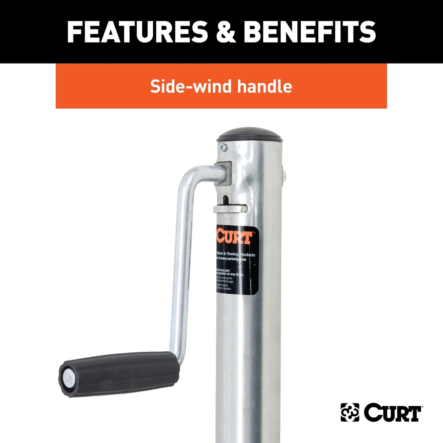 CURT 28112 Marine Boat Trailer Jack with 6-Inch Wheel, 1,200 lbs. 11 Inches Vertical Travel Pack of 2