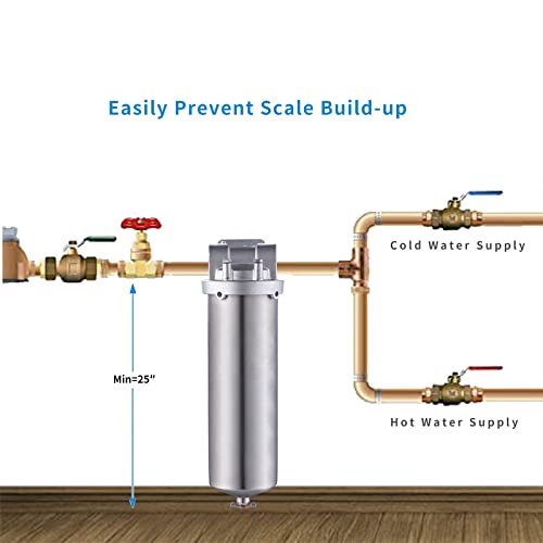 Amwater NSF Stainless Steel Filter Housing for 10" Filter Cartridge, 1" NPT Water Filter Housing for Whole House Water Purification of Stainless Steel 304