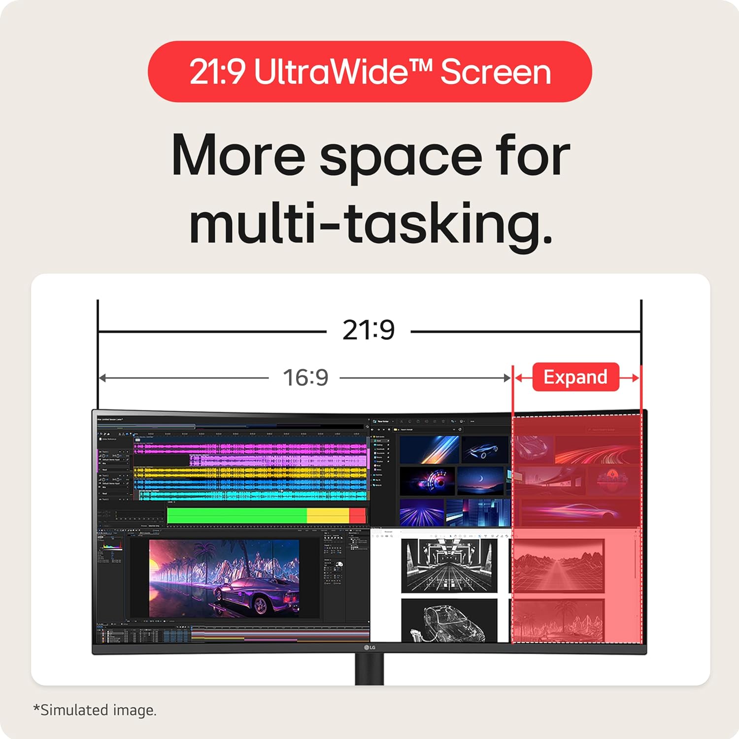 LG 40WP95C-W 40” UltraWide Curved WUHD (5120 x 2160) 5K2K Nano IPS Display, DCI-P3 98% (Typ.) with HDR10, Thunderbolt 4 with 96W PD, 3-Side Virtually Borderless Design Tilt/Height/Swivel Stand,Black