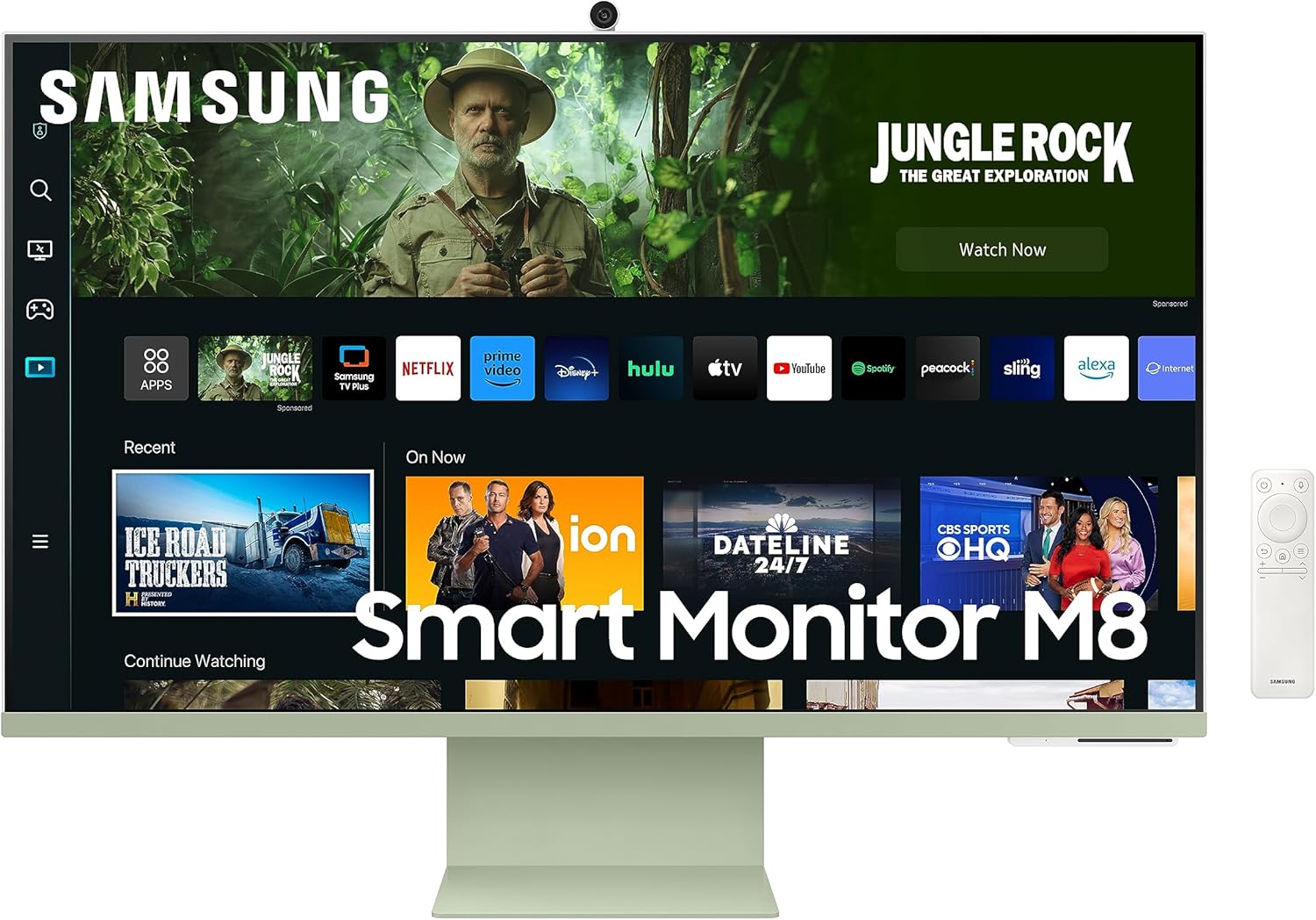 SAMSUNG 27" M80C UHD HDR Smart Computer Monitor Screen with Streaming-TV, Slimfit-Camera Included, Wireless Remote PC Access, Alexa Built-in (LS27CM80GUNXZA), Spring Green