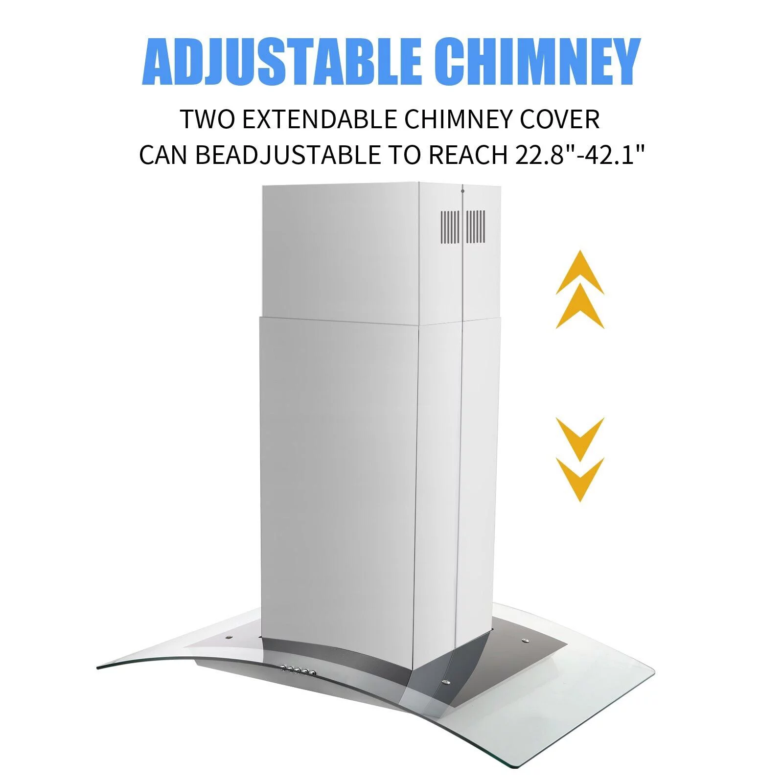 30 inch Island Mount Range Hood 900CFM  Tempered Glass 3-Speed Vent Hood Stainless Steel Dishwasher