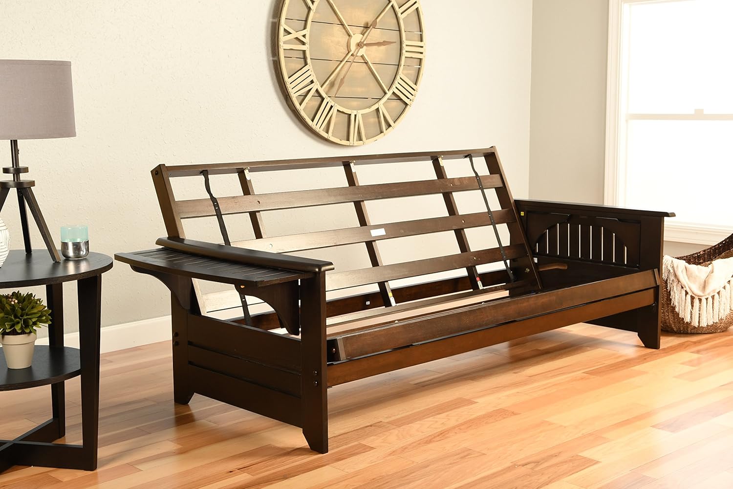 Kodiak Furniture Phoenix Full Size Futon in Espresso Finish, Linen Charcoal