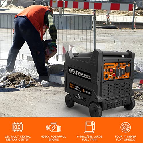 AIVOLT 8000 Watts Dual Fuel Portable Inverter Generator Super Quiet Gas Propane Powered Electric Start Outdoor Generator for Home Back Up Travel RV Camping, 50 State Approved